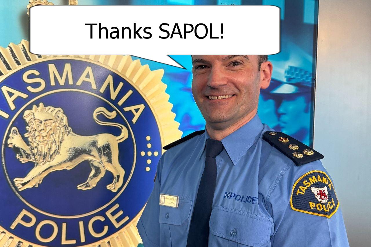 tas police thanks sapol